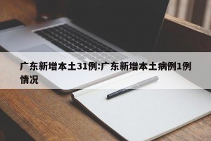广东新增本土31例:广东新增本土病例1例情况